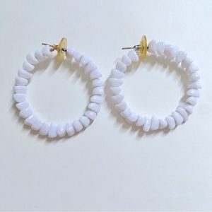 White shell hoop earrings